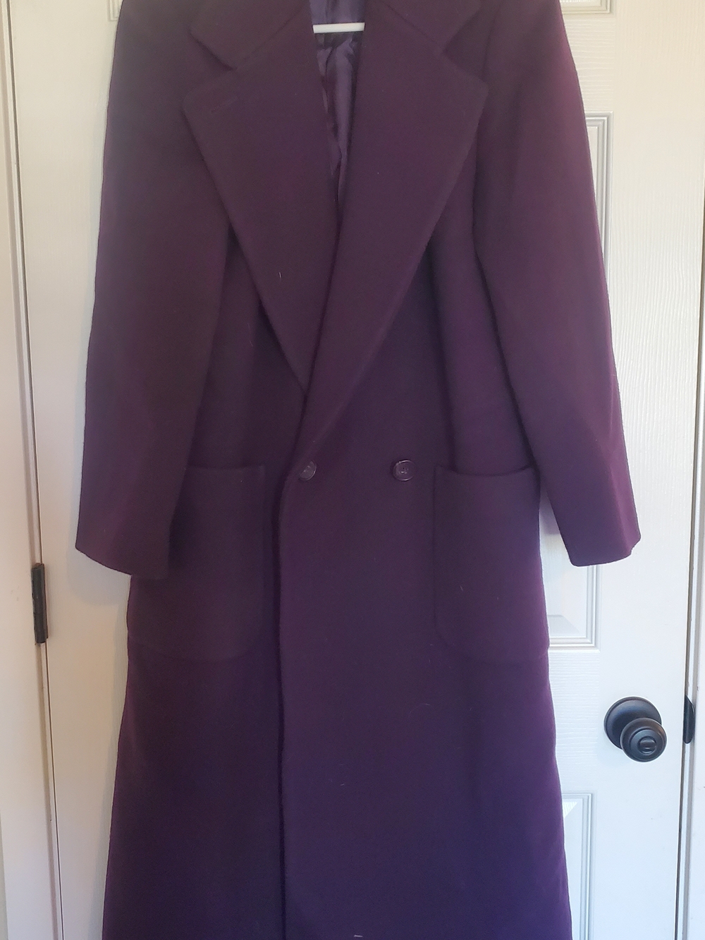 Vintage Wool Long Purple Overcoat By Perry Ellis